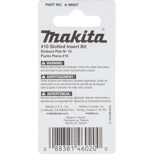 Makita A-96637 ImpactX #10 Slotted 1³ Insert Bit, 2/pk