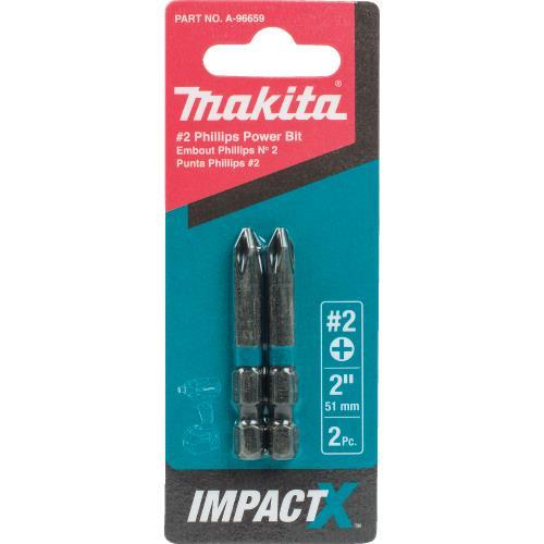 Makita A-96659 ImpactX™ #2 Phillips 2" Power Bit, 2/pk