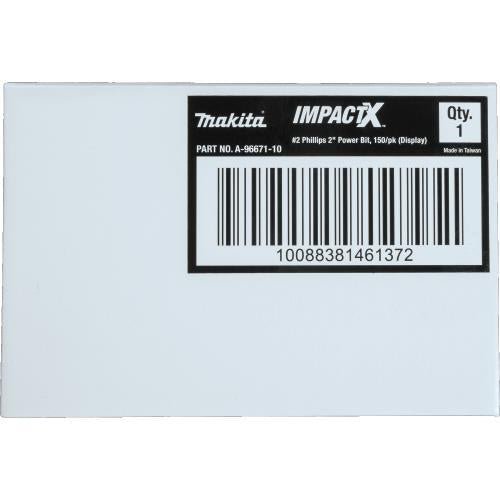 Makita A-96671-10 ImpactX™ #2 Phillips 2″ Power Bit, 10 x 15/pk, Display