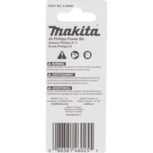 Makita A-96687 ImpactX™ #3 Phillips 2″ Power Bit, 2/pk