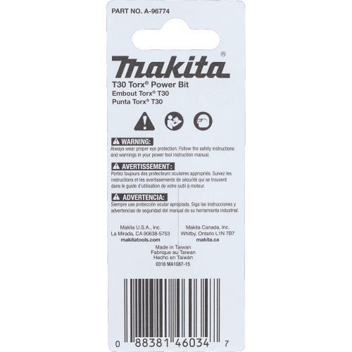 Makita A-96774 ImpactX™ T30 Torx® 2″ Power Bit, 2/pk