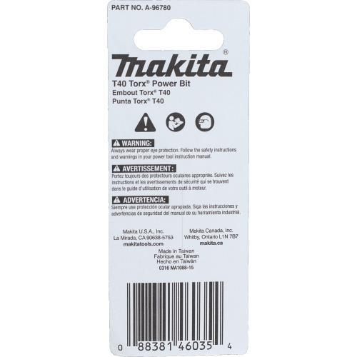 Makita A-96780 ImpactX™ T40 Torx® 2″ Power Bit, 2/pk