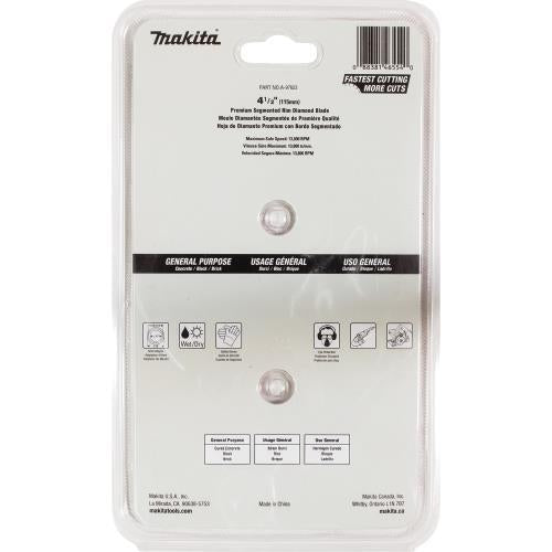 Makita A-97623 4‑1/2" Diamond Blade, Segmented, General Purpose, 2/pk