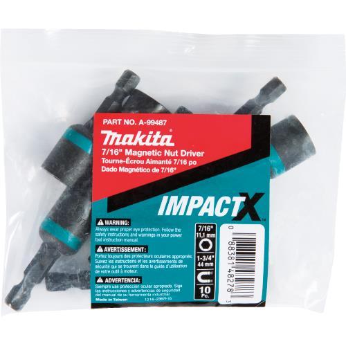 Makita A-99487 ImpactX™ 7/16″ x 1‑3/4″ Magnetic Nut Driver, 10/pk, Bulk