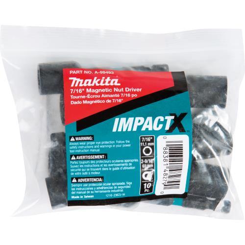 Makita A-99493 ImpactX™ 7/16″ x 2‑9/16″ Magnetic Nut Driver, 10/pk, Bulk