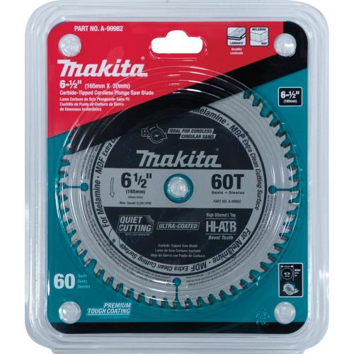 Makita A-99982 6‑1/2" 60T (ATB) Carbide‑Tipped Cordless Plunge Saw Blade