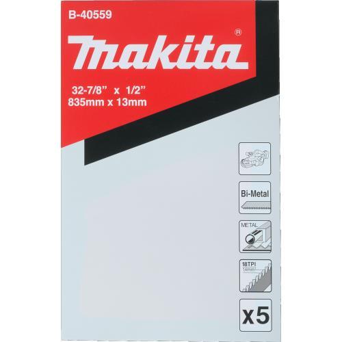 Makita B-40559 32‑7/8" 18 TPI Bi‑Metal Compact Portable Band Saw Blade, 5/pk