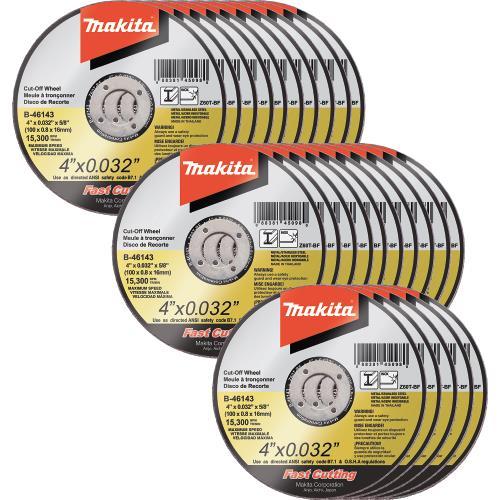 Makita B-46143-25 4" x .032" x 5/8" Ultra Thin Cut‑Off Wheel, Stainless, 25/pk