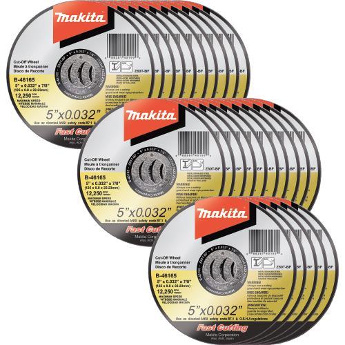 Makita B-46165-25 5" x .032" x 7/8" Ultra Thin Cut‑Off Wheel, Stainless, 25/pk