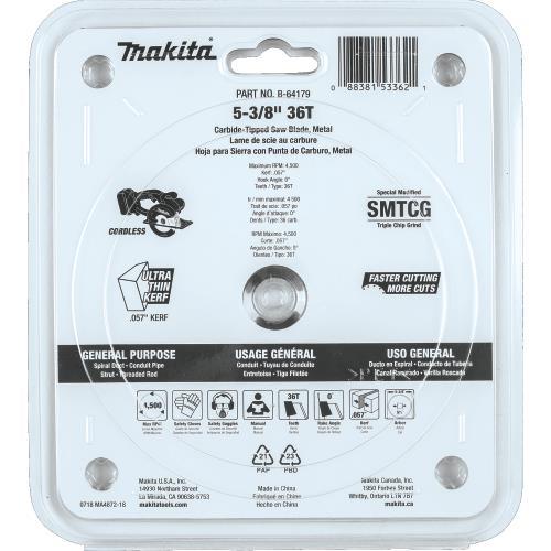Makita B-64179 5‑3/8" 36T Carbide‑Tipped Saw Blade, Metal