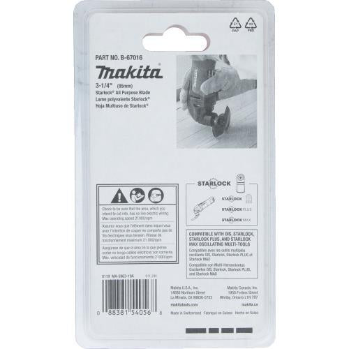 Makita B-67016 Starlock® Oscillating Multi‑Tool 3‑1/4" Bi‑Metal Round Segmented Saw Blade