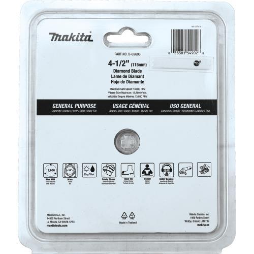 Makita B-69696 4‑1/2" Diamond Blade, Turbo, General Purpose