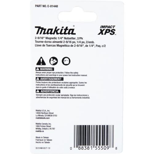 Makita E-01448 Impact XPS® 2‑9/16" Magnetic 1/4" Nutsetter, 2/pk