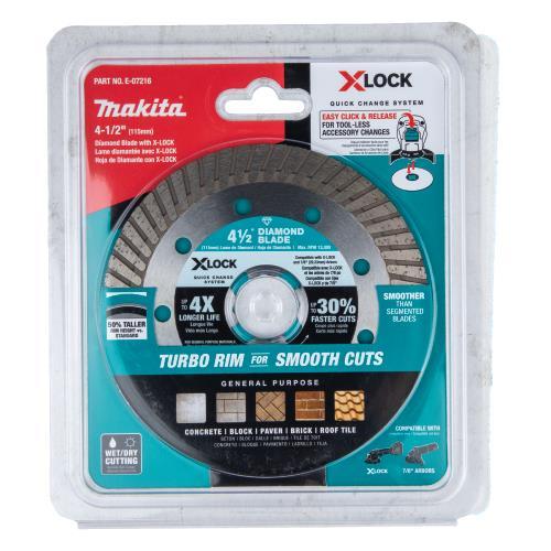 Makita E-07216 X‑LOCK 4‑1/2" Turbo Rim Diamond Blade for Masonry Cutting