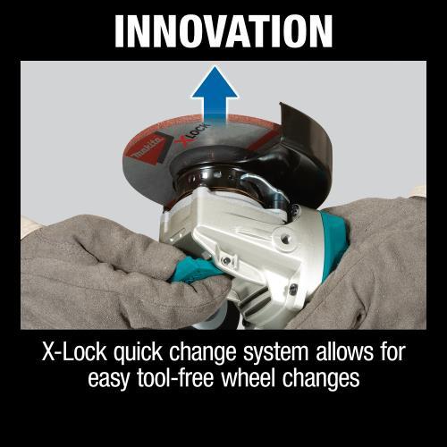 Makita XAG26Z 18V LXT® Lithium‑Ion Brushless Cordless 4‑1/2” / 5" Paddle Switch X‑LOCK Angle Grinder, with AFT®, Tool Only