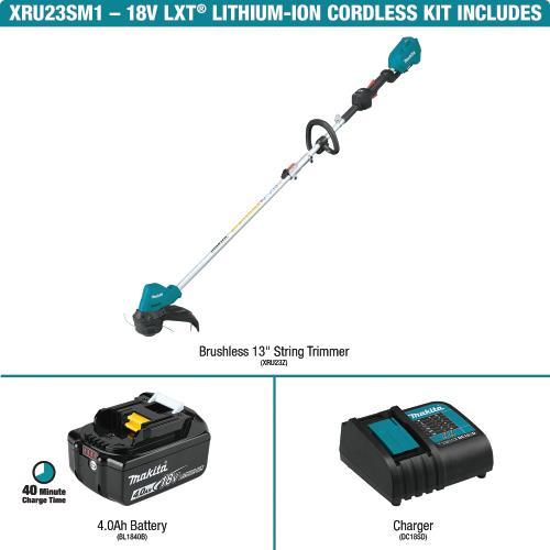 Makita XRU23SM1 18V LXT® Lithium‑Ion Brushless Cordless 13" String Trimmer Kit (4.0Ah)