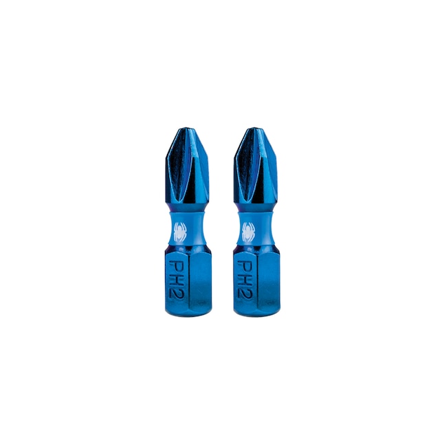 Spyder 19034 Mach-Blue PH2 1/4-in x 1-in Phillips Impact Driver Bit (2-Piece)