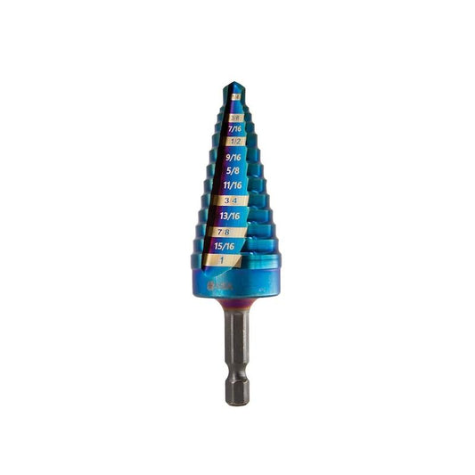 Spyder 19071 Stinger Mach-Blue 8 Step Bit, Hex Shank, 1/4 Inch - 1 Inch