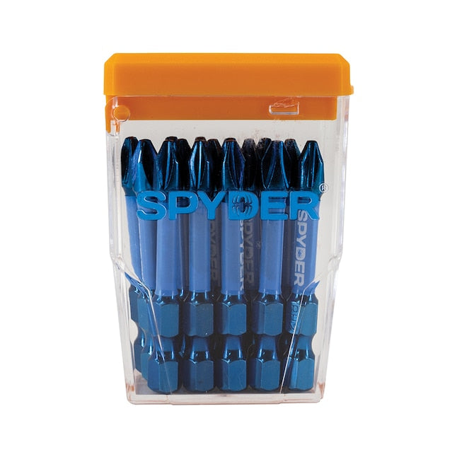 Spyder 19075 Mach-Blue PH2 1/4-in x 2-in Phillips Impact Driver Bit (15-Piece)