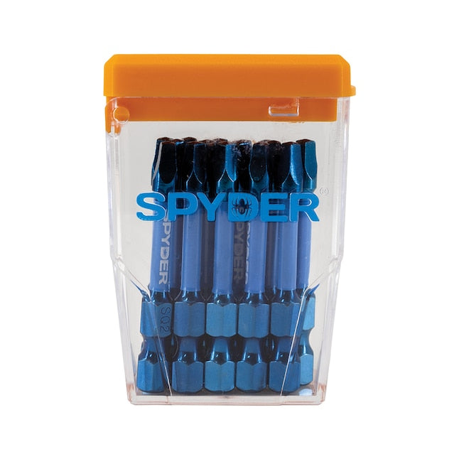 Spyder 19077 Mach-Blue SQ2 1/4-in x 2-in Square/Robertson Impact Driver Bit (15-Piece)