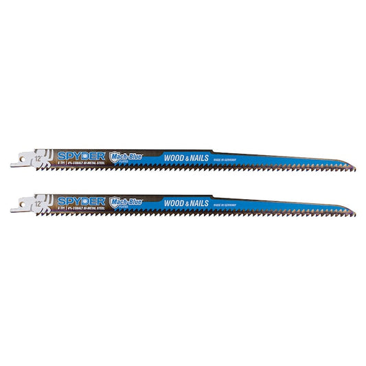 Spyder 200323 12 Mach-Blue 6TPI Wood & Nails Reciprocating Saw Blade - Pack of 2