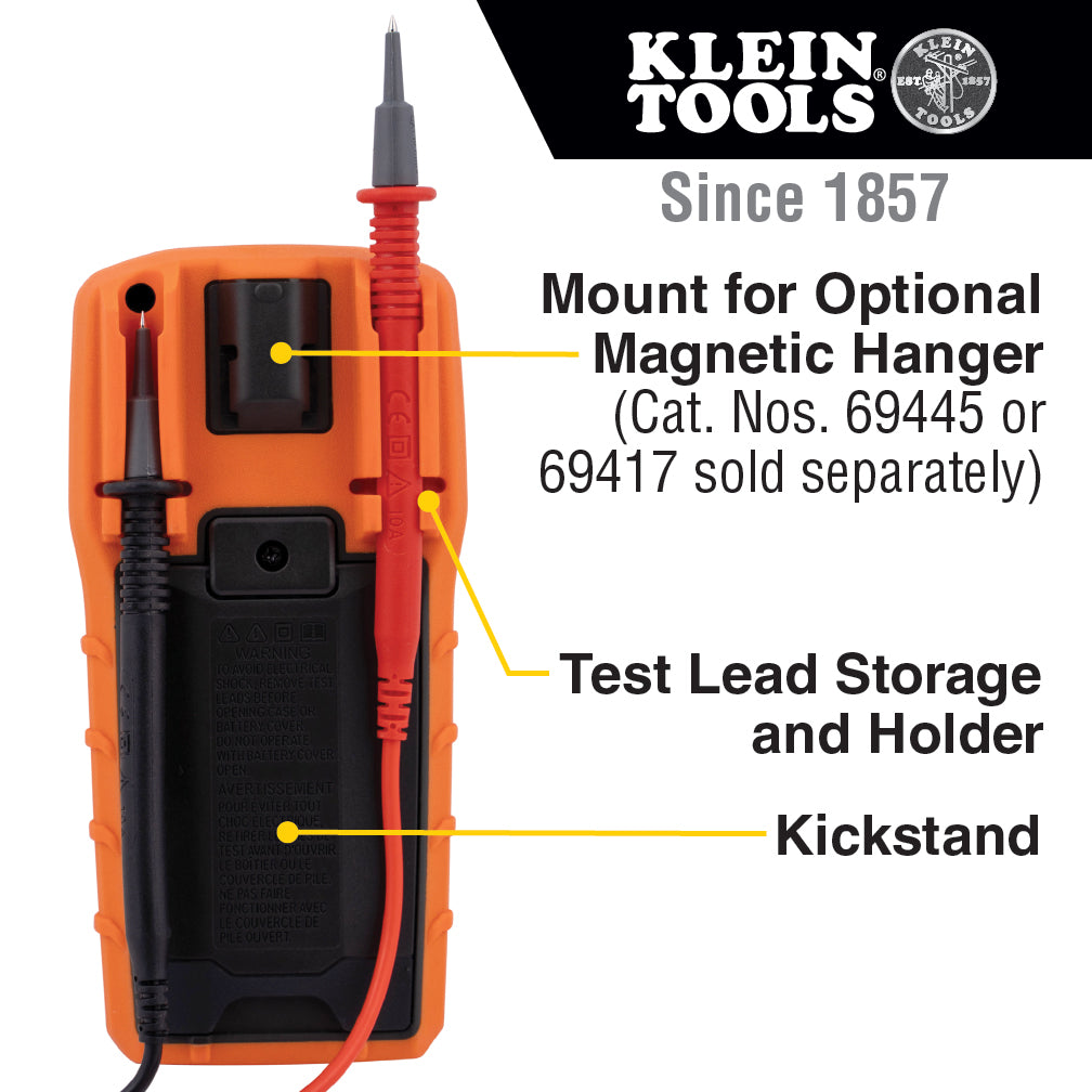 Klein Tools MM420 Digital Multimeter, TRMS Auto-Ranging, 600V, Temp