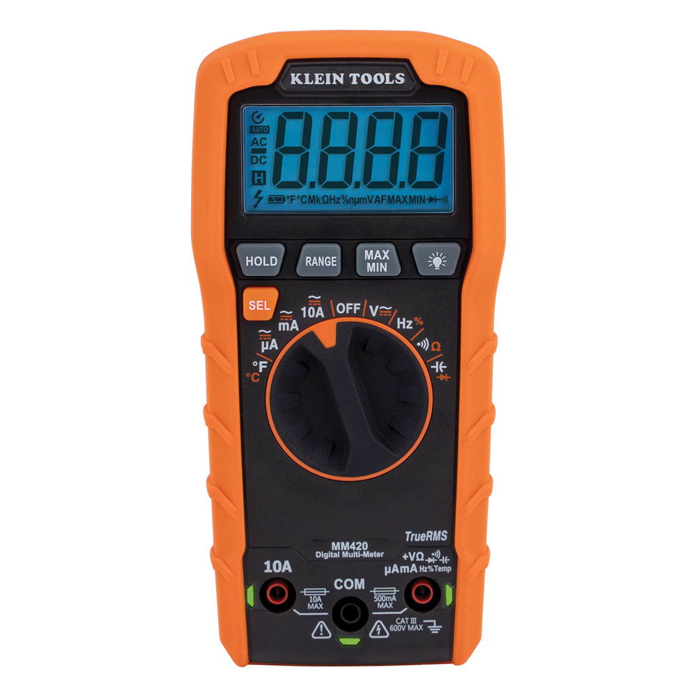 Klein Tools MM420 Digital Multimeter, TRMS Auto-Ranging, 600V, Temp