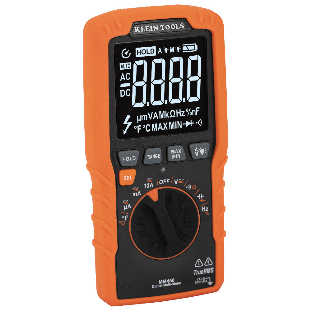 Klein Tools MM450 Slim Digital Multimeter, Trms Auto-Ranging, 600V, Temp