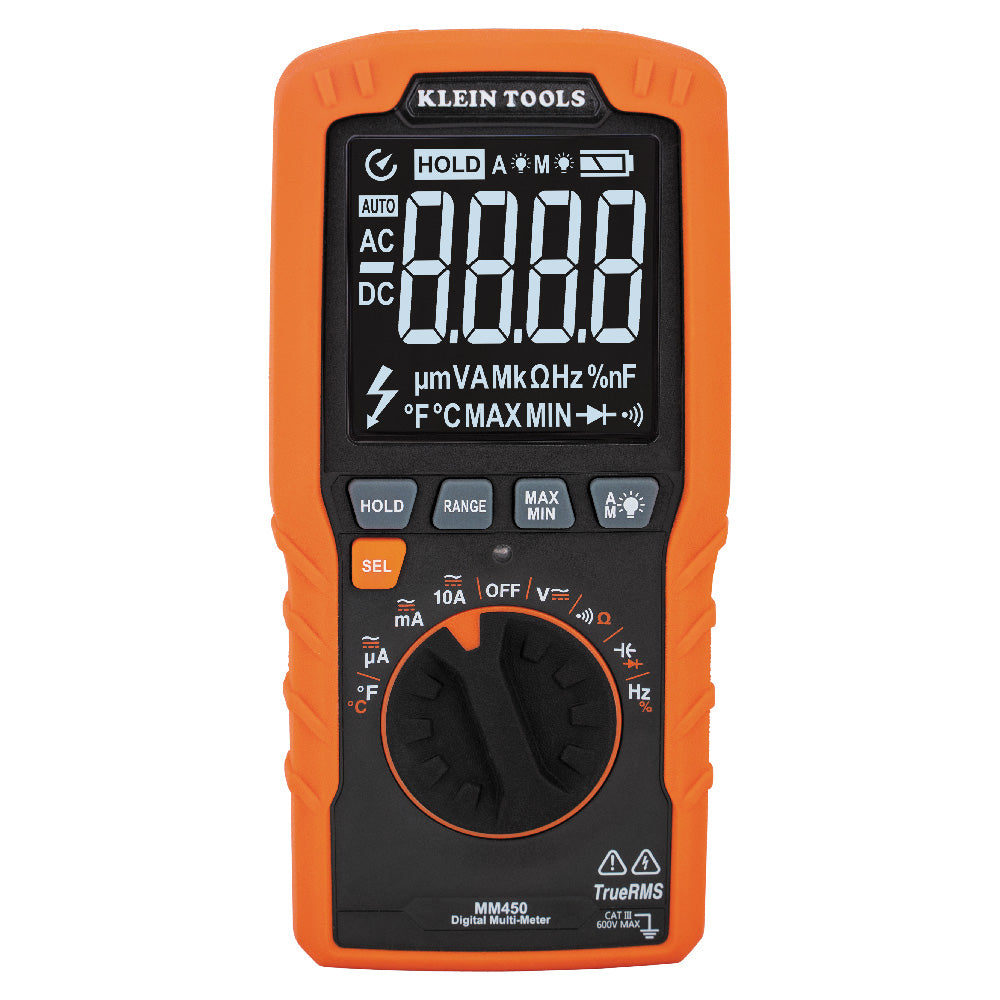 Klein Tools MM450 Slim Digital Multimeter, Trms Auto-Ranging, 600V, Temp