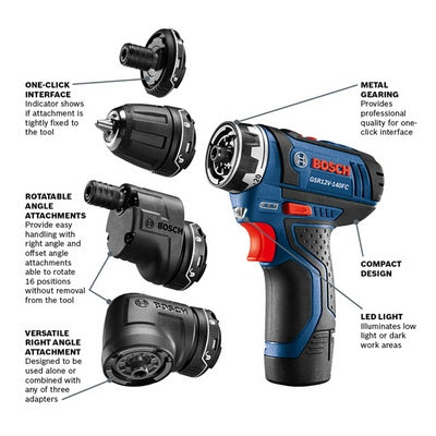 Bosch GSR12V-140FCB22 12V Max Flexiclick® 5-In-1 Drill/Driver System