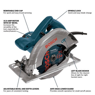 Bosch CS5 7-1/4" Blade-Left Circular Saw (15 Amp)