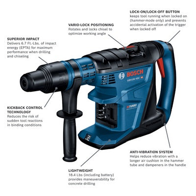 Bosch GBH18V-40CN Profactor 18V Hitman Connected-Ready Sds-Max® 1-5/8 In. Rotary Hammer (Bare Tool)