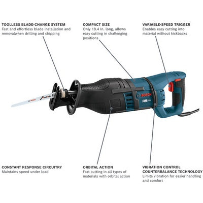 Bosch RS428 1-1/8" Reciprocating Saw With Vibration Control (14 Amp)