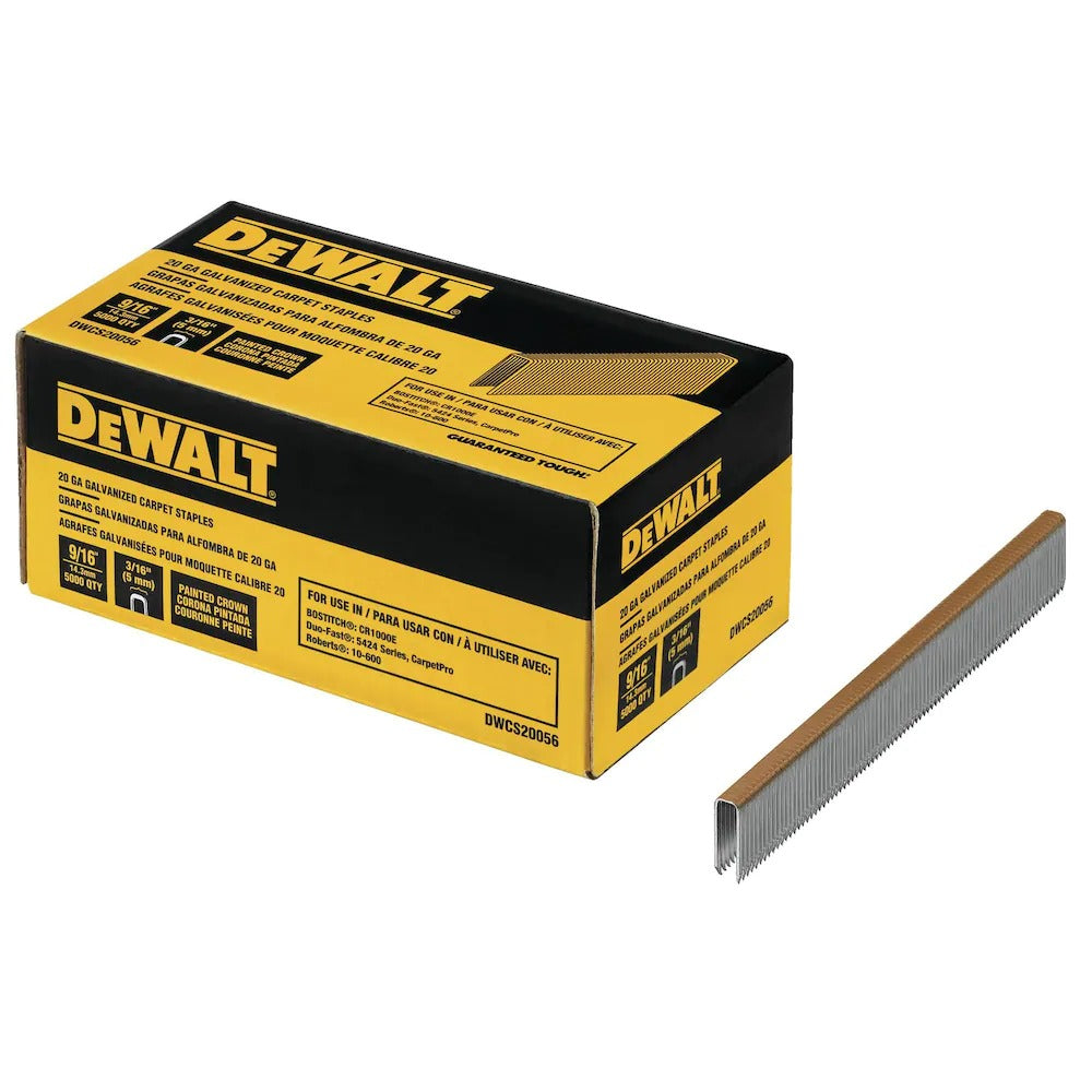 Dewalt DWCS20056 20 Gauge Painted Crown Carpet Staples