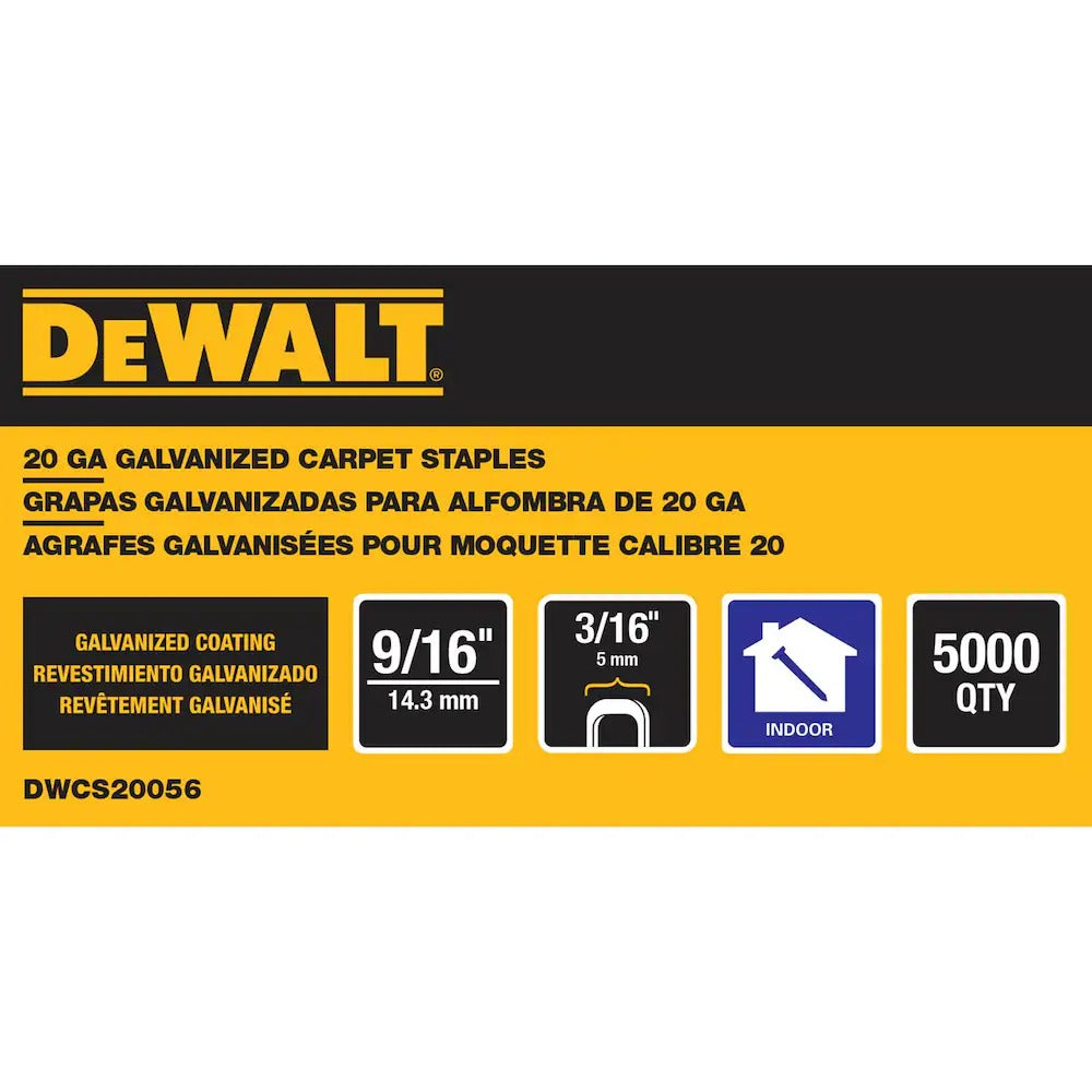 Dewalt DWCS20056 20 Gauge Painted Crown Carpet Staples