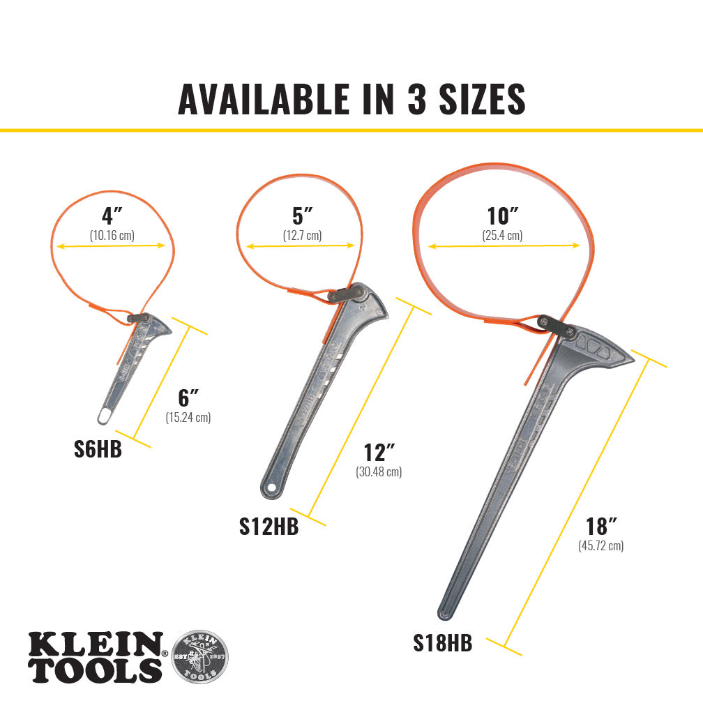 Klein Tools S6HB Grip-It Strap Wrench, 1-1/2 to 4-Inch, 6-Inch Handle