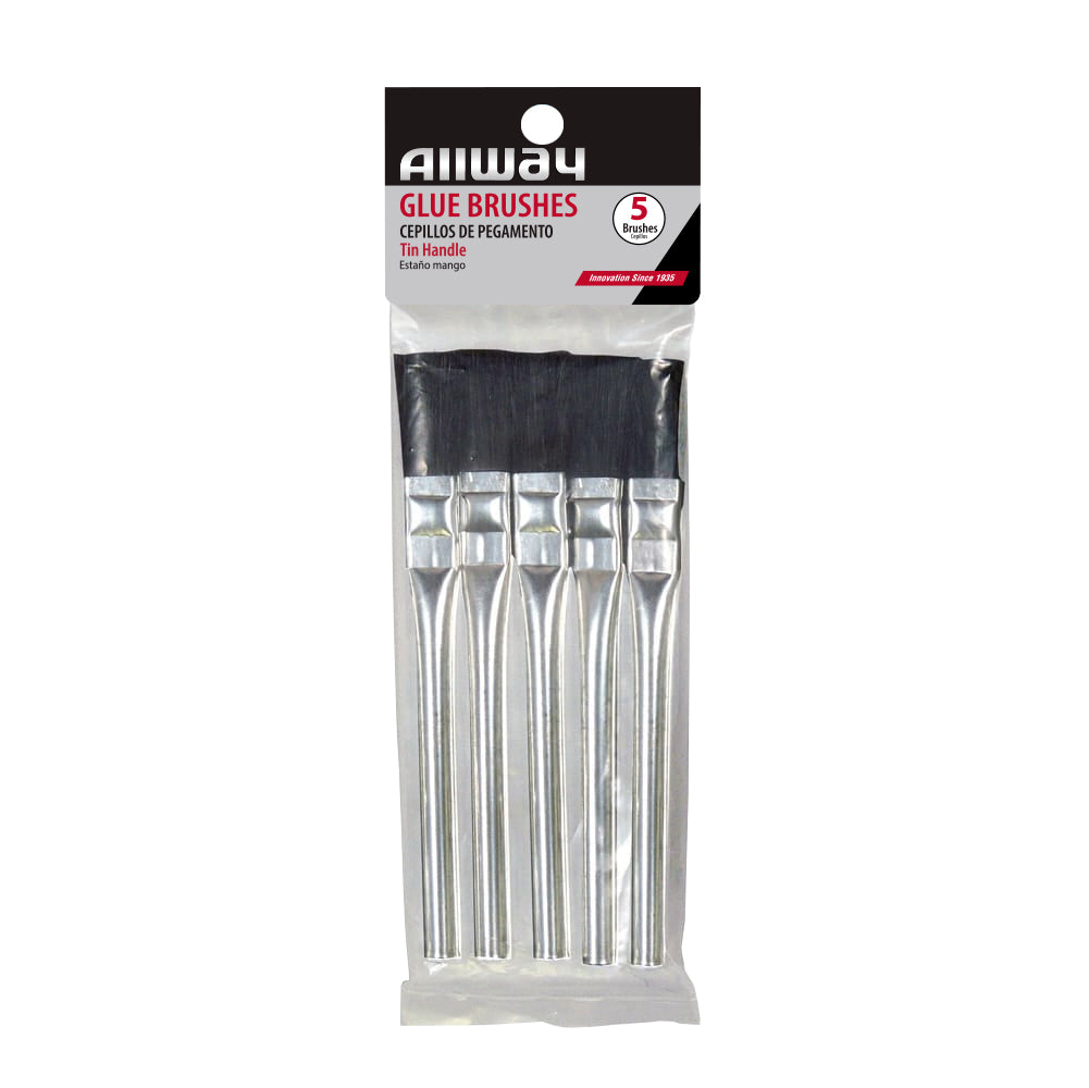 Allway TGB Tin Handle Glue & Acid Brushes, 5-Pack