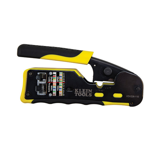 Klein Tools VDV226-110 Ratcheting Cable Crimper / Stripper / Cutter, For Pass-Thru