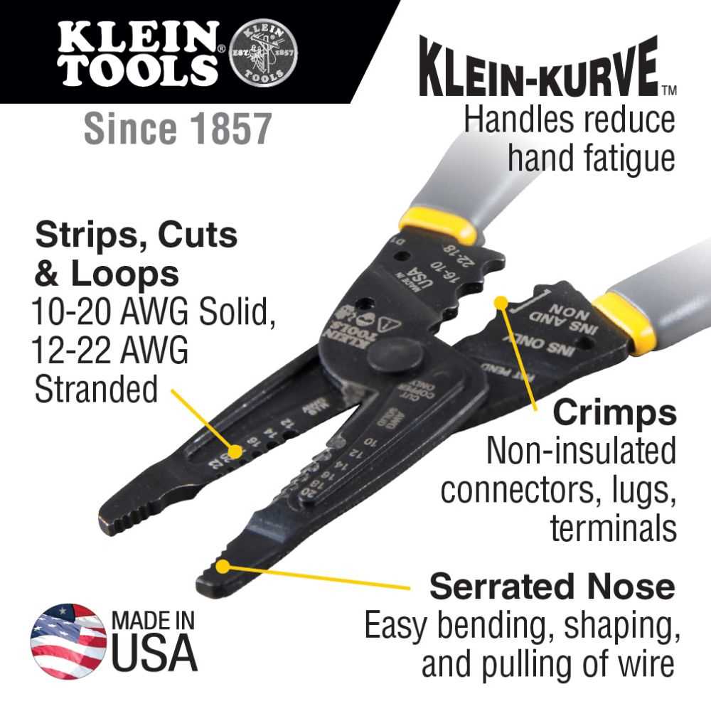 Klein Tools 1009 Klein-Kurve Long-Nose Wire Stripper, Wire Cutter, Crimping Tool