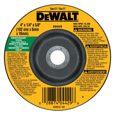 Dewalt DW4429 4"X1/4"X5/8" Masonarydcw (25 Ea)