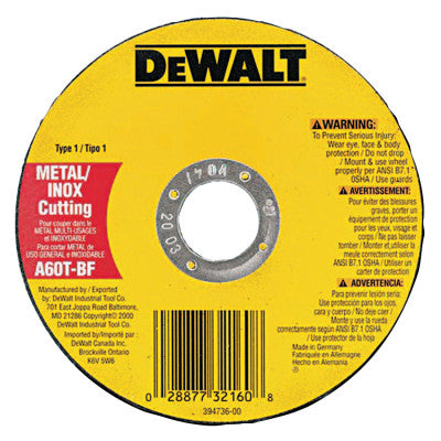 Dewalt DW8062 4-1/2"X.045"X7/8" Metalthincut-Off Wheel Type-1