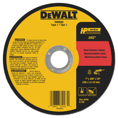 Dewalt DW8065 7"X.045"X7/8" Metal Thincut-Off Wheel Type-1 (1 Ea)
