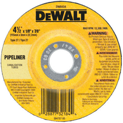 Dewalt DW8437 7"X18"X5/8"-11 Pipelinercutting/Grinding Wheel (10 Ea)