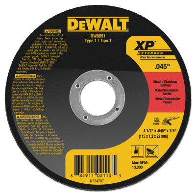 Dewalt DW8851 4-1/2" X .045" X 7/8" Xpmetal/Stainless Cutting