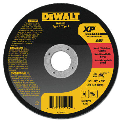 Dewalt DW8852 5" X .045" X 7/8" Xp Metal And Stainless Cutting (1 Ea)