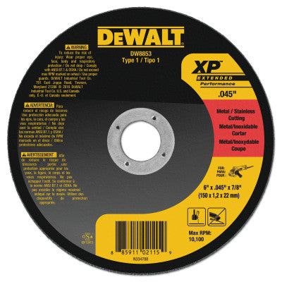Dewalt DW8853 6" X .045" X 7/8" Xp Metal And Stainless Cutting (25 Ea)