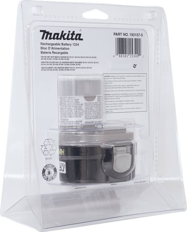 Makita 193157-5 12V Ni‘MH 2.6Ah Battery, Pod Style