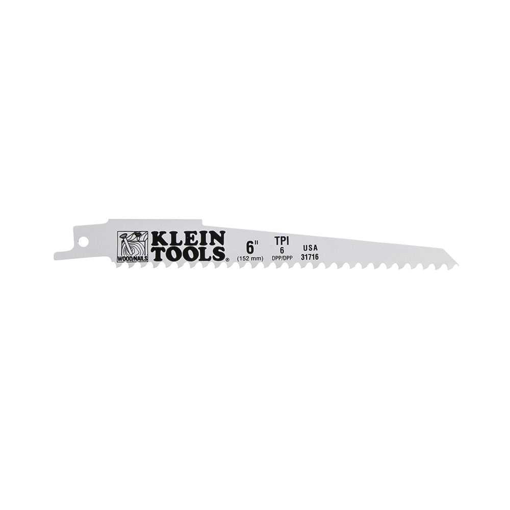 Klein Tools 31716 Reciprocating Saw Blades, 6 Tpi, 6-Inch, 5-Pack