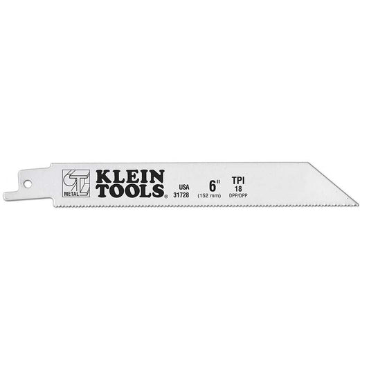 Klein Tools 31728 Reciprocating Saw Blades, 18 Tpi, 6-Inch, 5-Pack