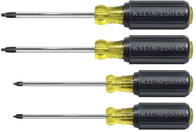 Klein Tools 85664 Screwdriver Set- 4Pc. Cushion-Grip Square-Recess